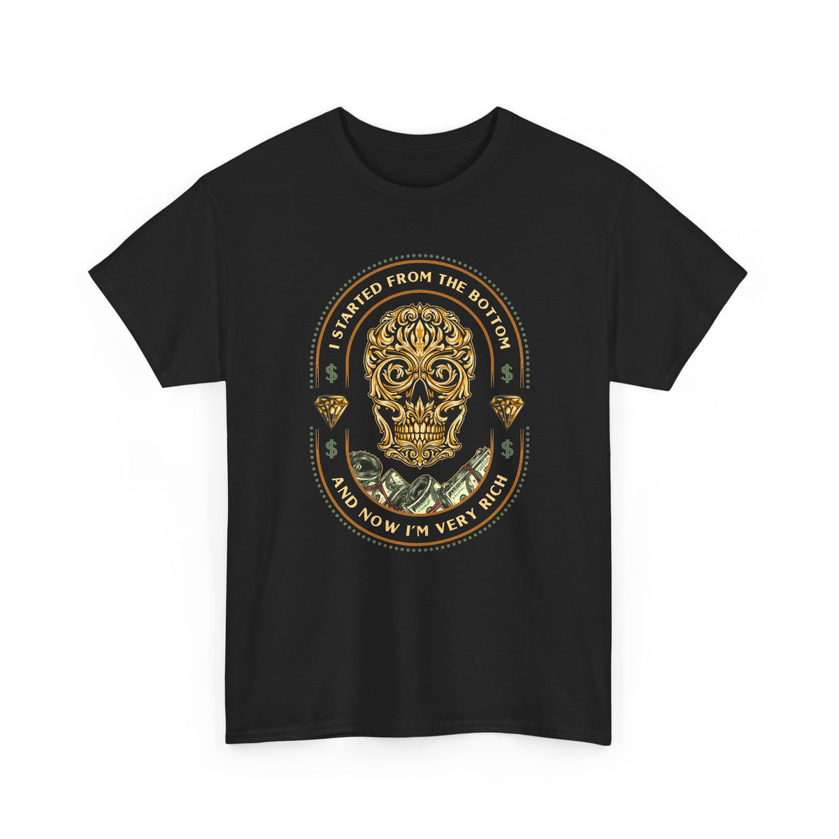 “Started From the Bottom” Skull T-Shirt – Vintage Biker Graphic Tee