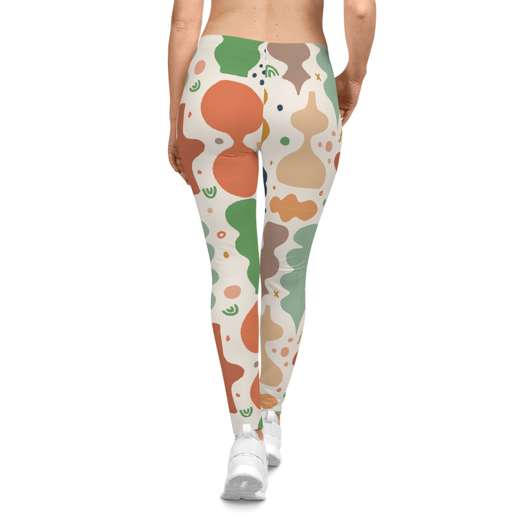 Abstract Organic Leggings – Modern Earth Tone Print