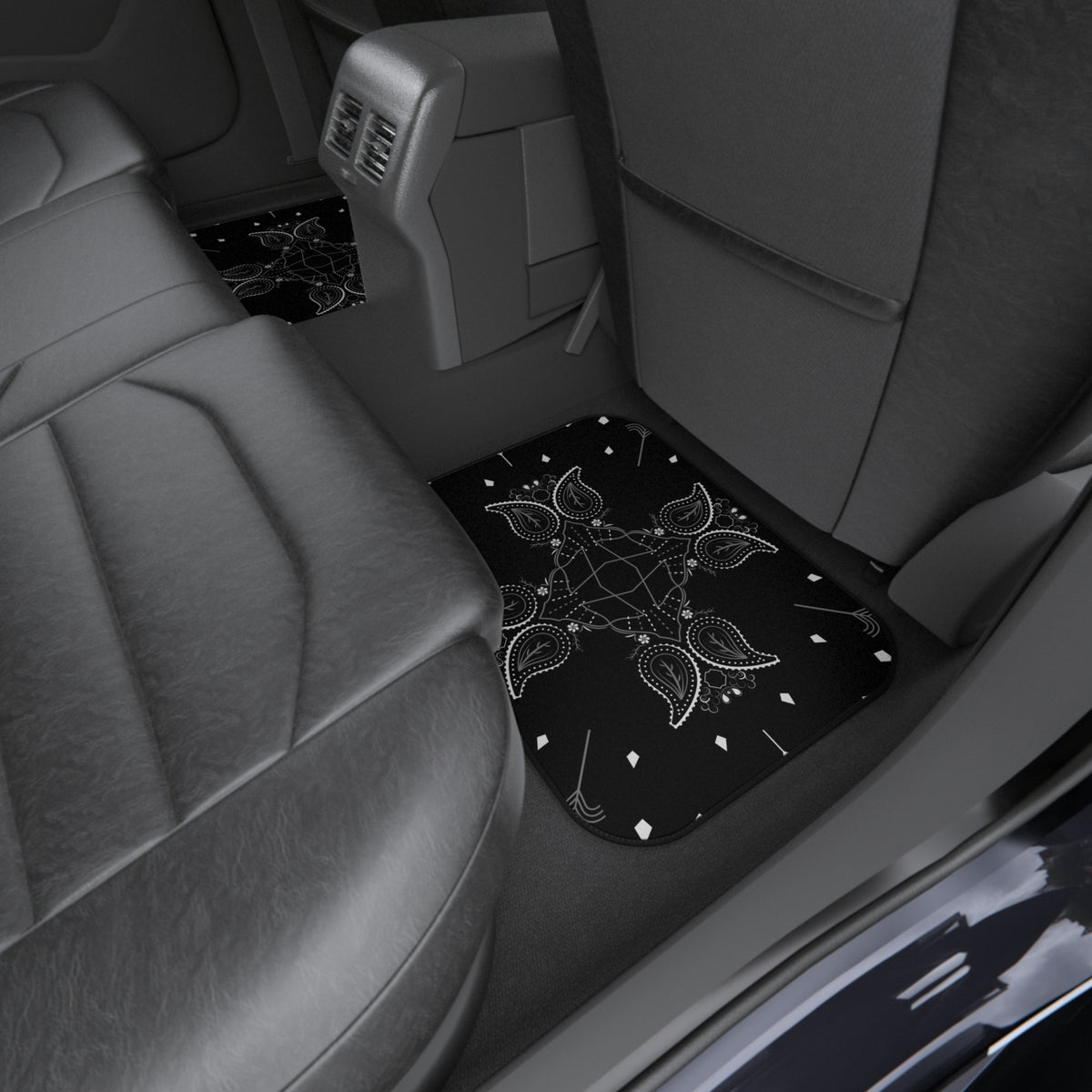 Black Bandana Paisley Car Floor Mats – 4-Piece Set