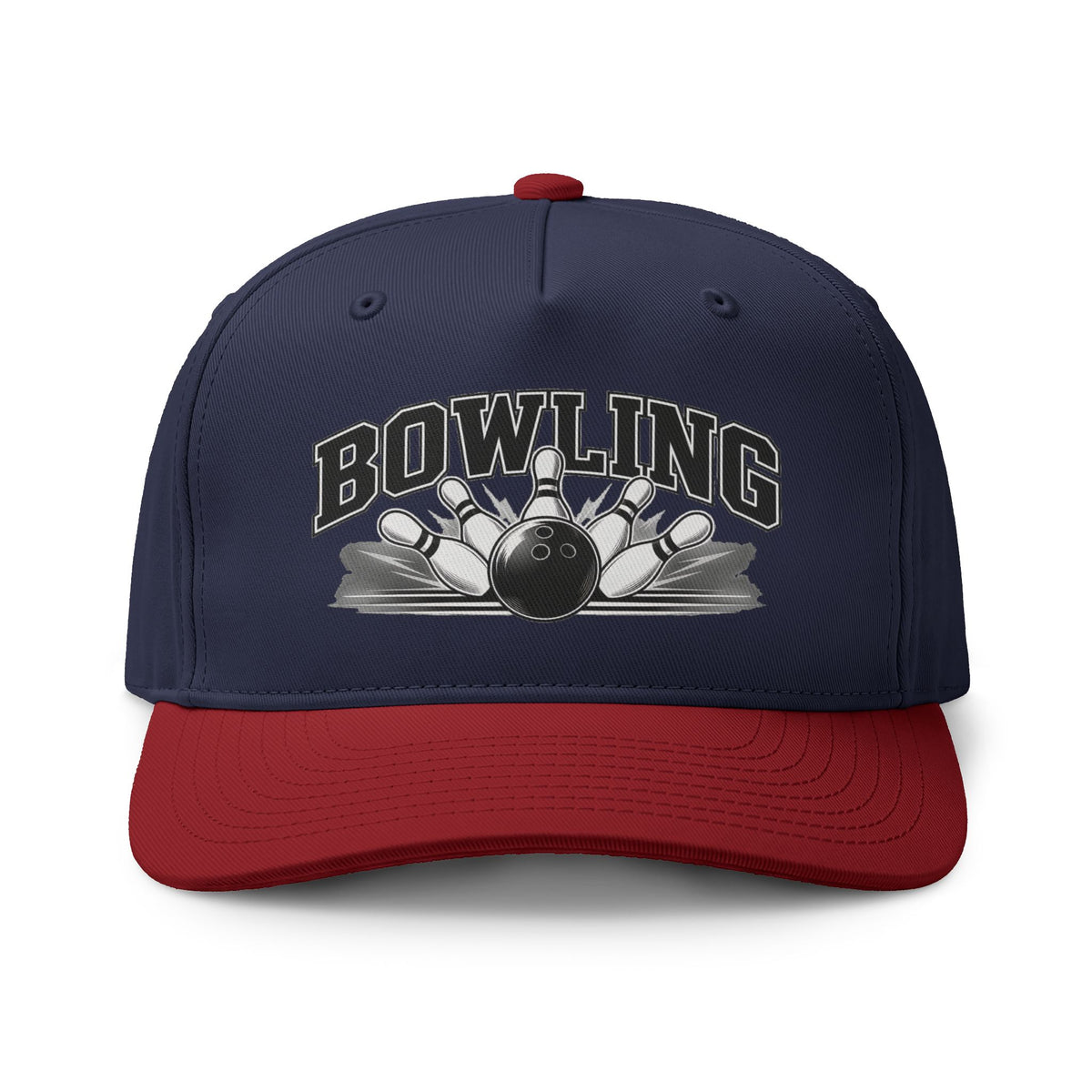Bowling Two-Tone Cap – Classic Bowling Ball & Pins Sports Hat