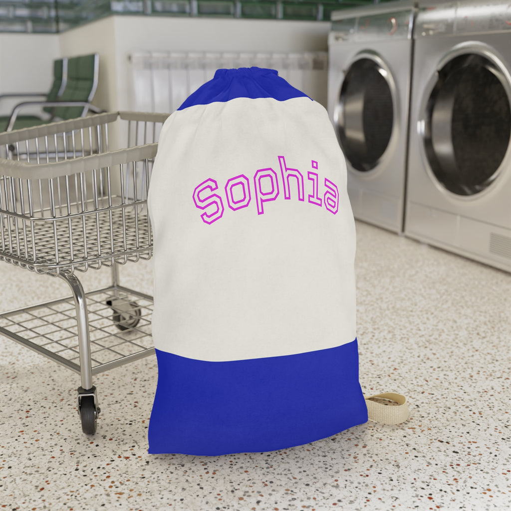 Pink Arched Name Laundry Bag | Personalized Canvas Laundry Bag