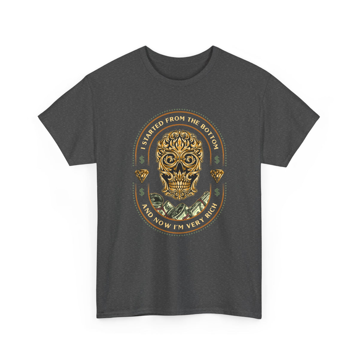 “Started From the Bottom” Skull T-Shirt – Vintage Biker Graphic Tee