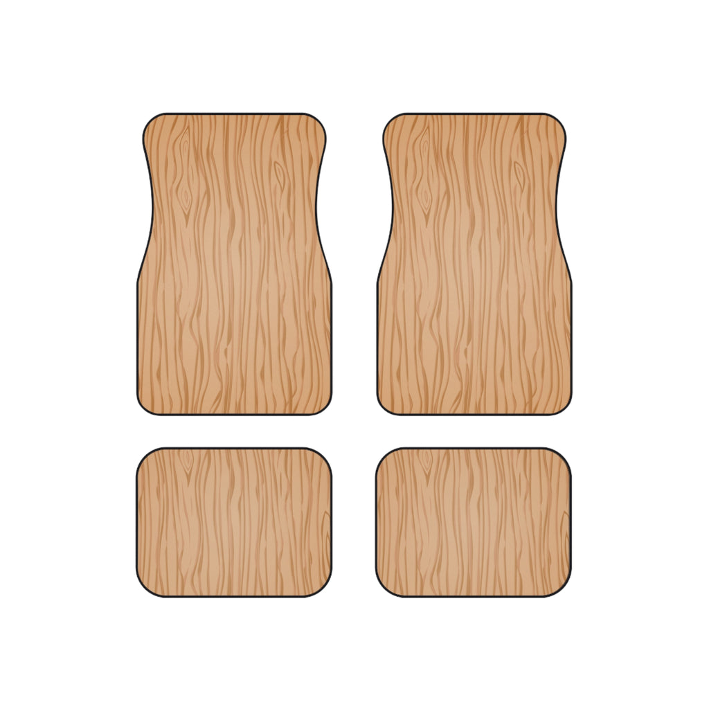 Light Wood Grain Car Floor Mats – 4-Piece Set