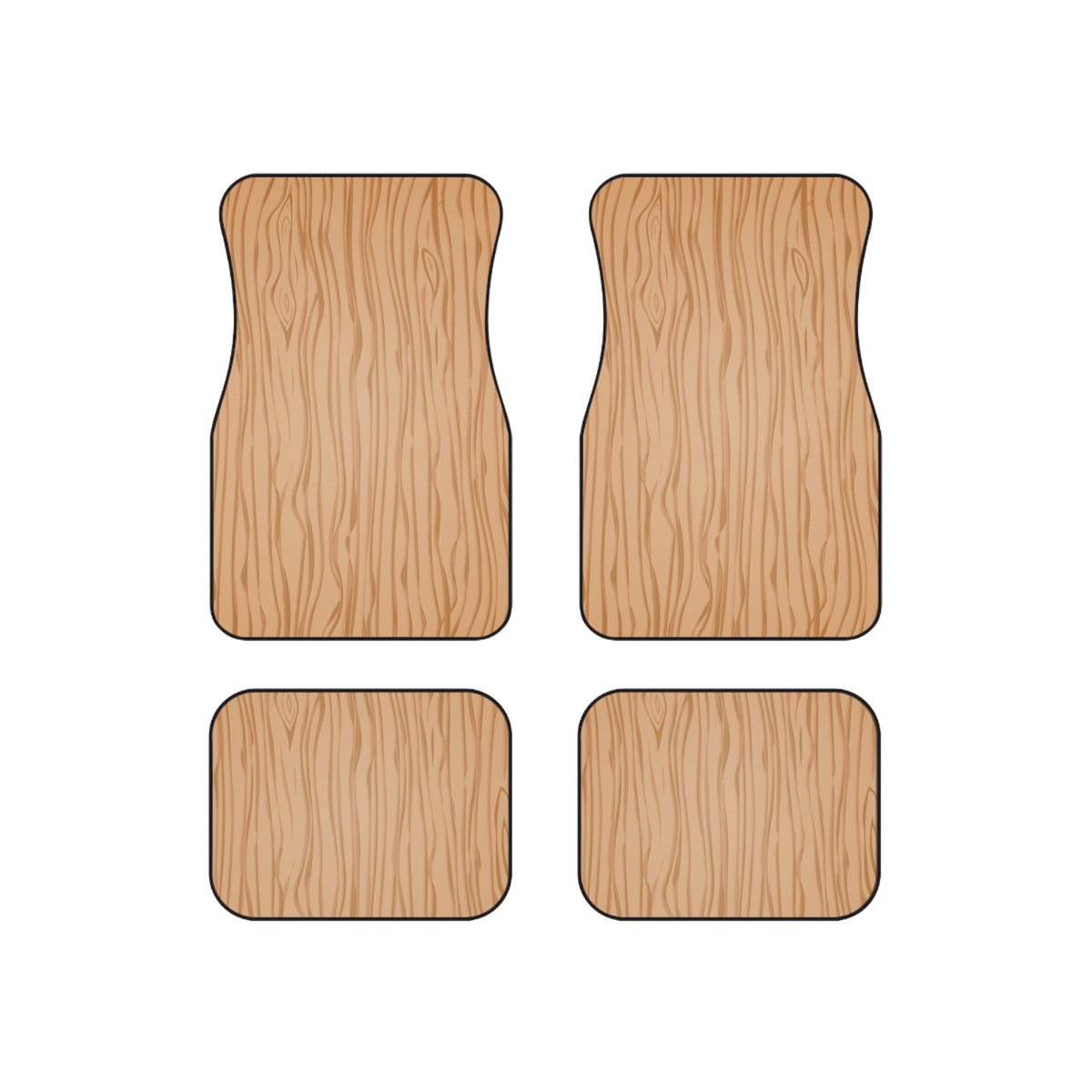 Light Wood Grain Car Floor Mats – 4-Piece Set