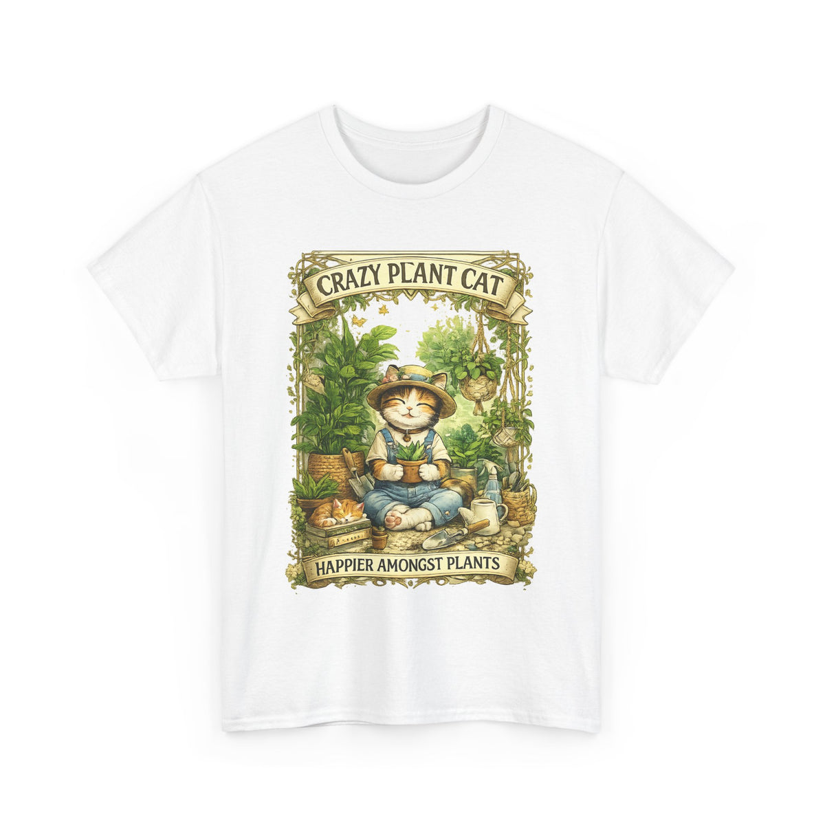 Crazy Plant Cat T-Shirt – Cat & Houseplant Botanical Graphic Tee