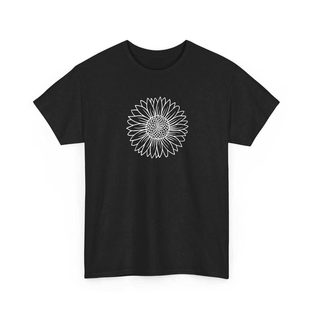 Minimal Sunflower T-Shirt – Floral Line Art Graphic Tee