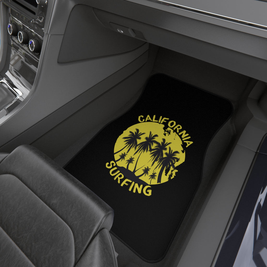 California Surf Car Floor Mats – Palm Trees 4-Piece Set