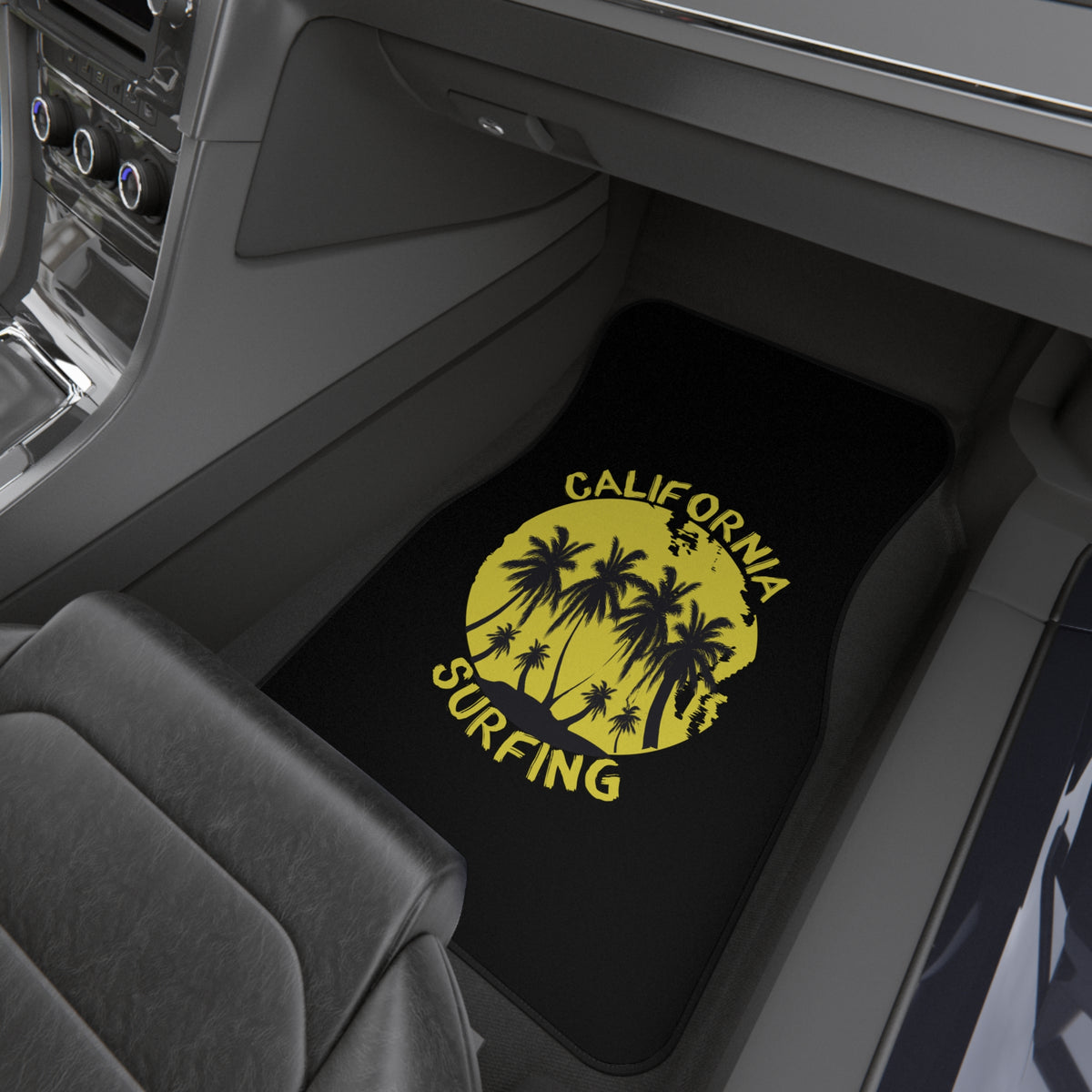 California Surf Car Floor Mats – Palm Trees 4-Piece Set
