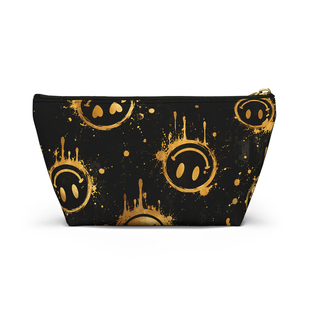 Gold Smiley Pouch – Black Graffiti Streetwear Print