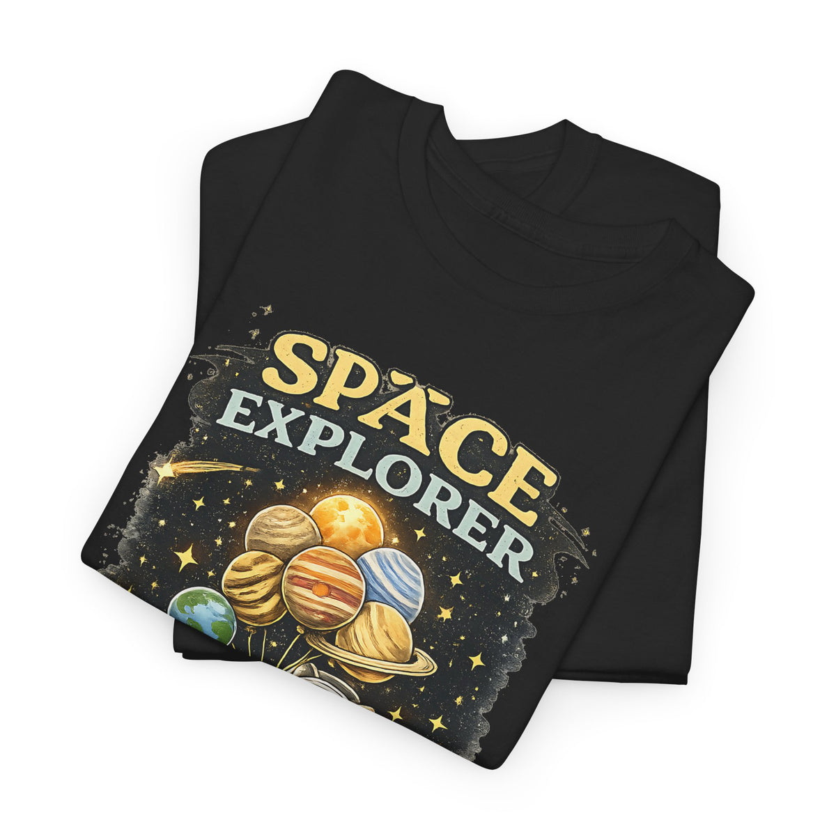 Space Explorer T-Shirt – Astronaut, Galaxy & Planets Graphic Tee