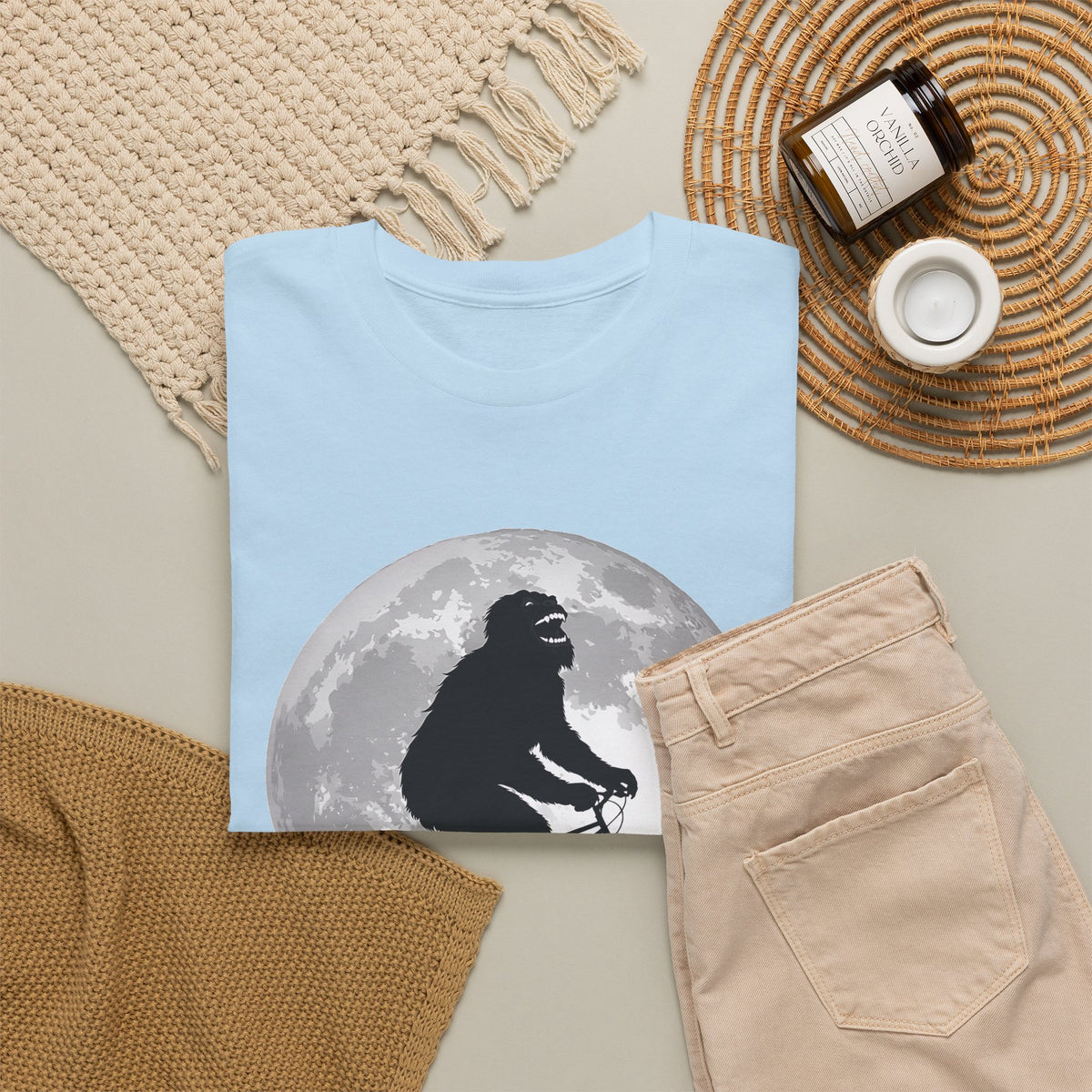 Bigfoot Bicycle T-Shirt – Moon & Nature Adventure Graphic Tee