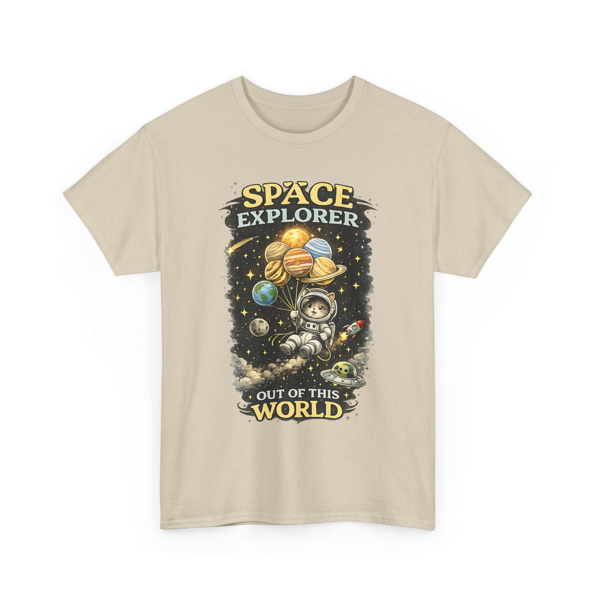 Space Explorer T-Shirt – Astronaut, Galaxy & Planets Graphic Tee