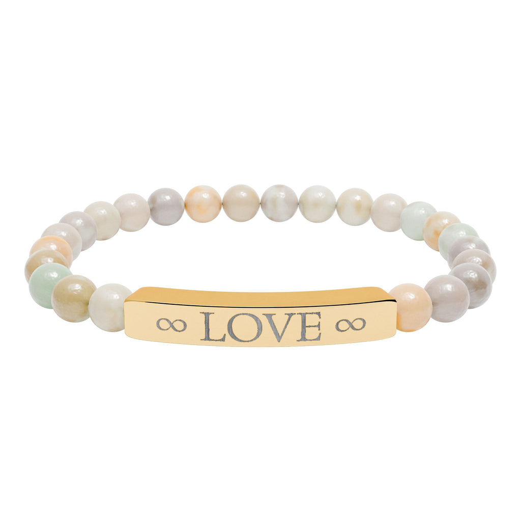 Infinity Love Natural Stone Bracelet – Engraved Beaded Jewelry