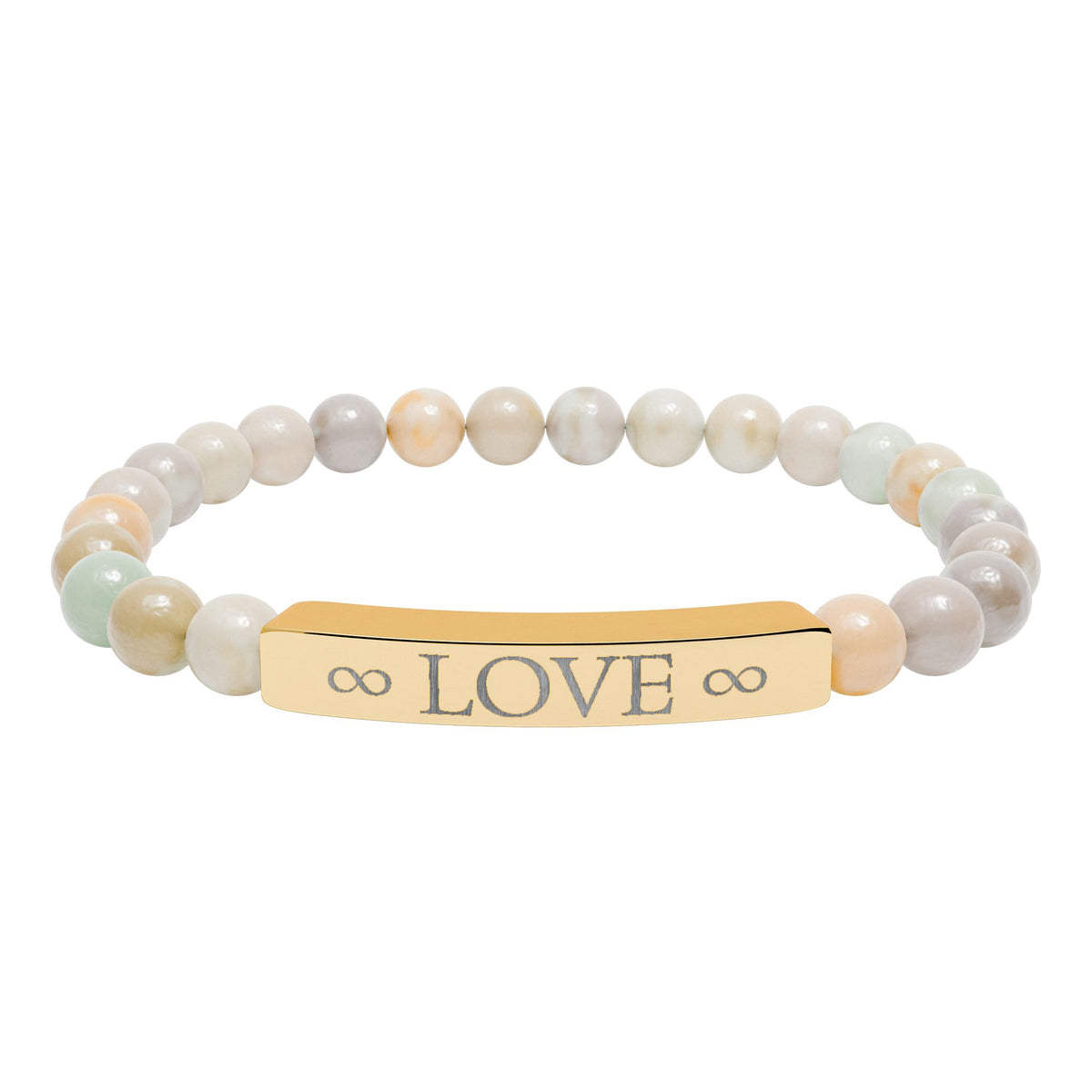 Infinity Love Natural Stone Bracelet – Engraved Beaded Jewelry