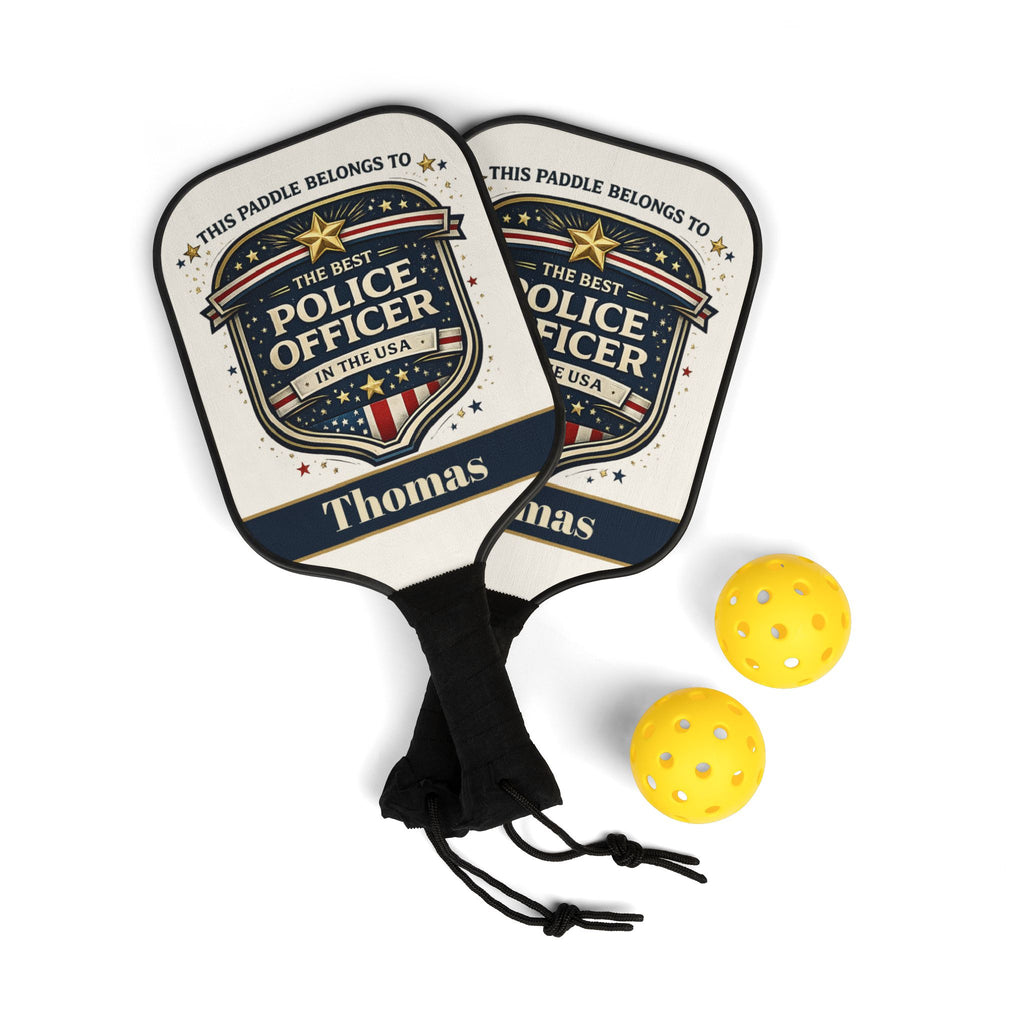 Personalized Police Officer Pickleball Paddle Set | Custom Law Enforcement Gift | Best Cop Gift USA
