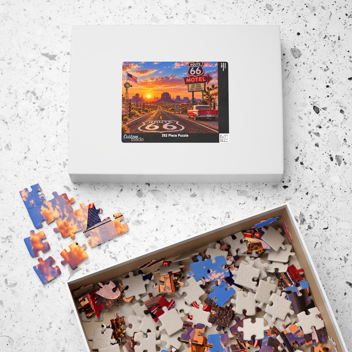 Route 66 Puzzle – Vintage American Road Trip Jigsaw Puzzle (110, 252, 520, 1014-piece)