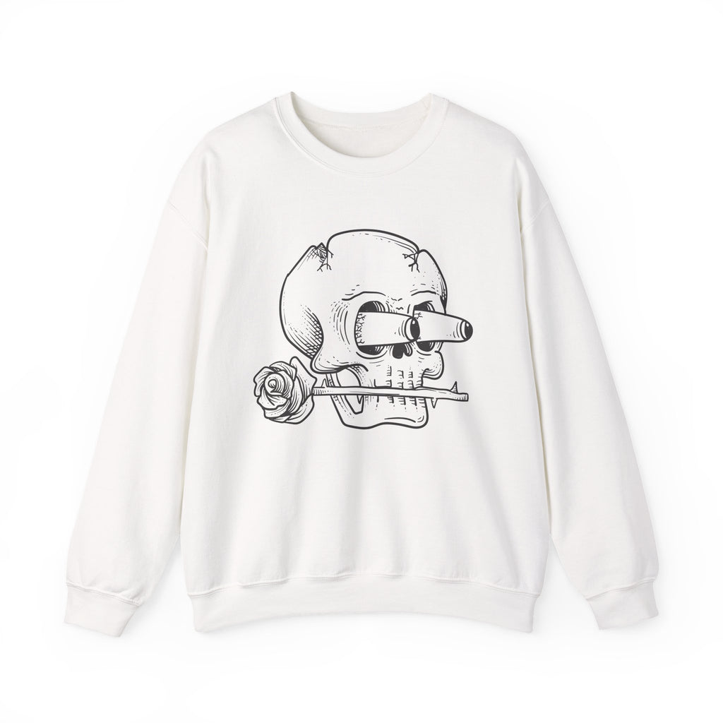 Skull with Rose Crewneck Sweatshirt  Edgy Skull Illustration Pullover