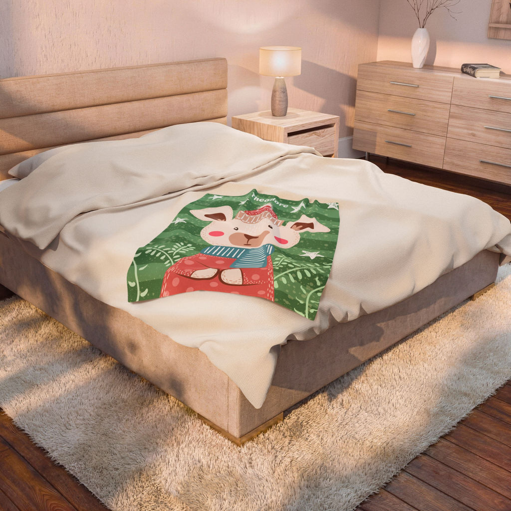 Personalized Baby Blanket with Name  Custom Nursery Plush Throw  Cute Winter Animal Kids Blanket  Baby Shower Gift