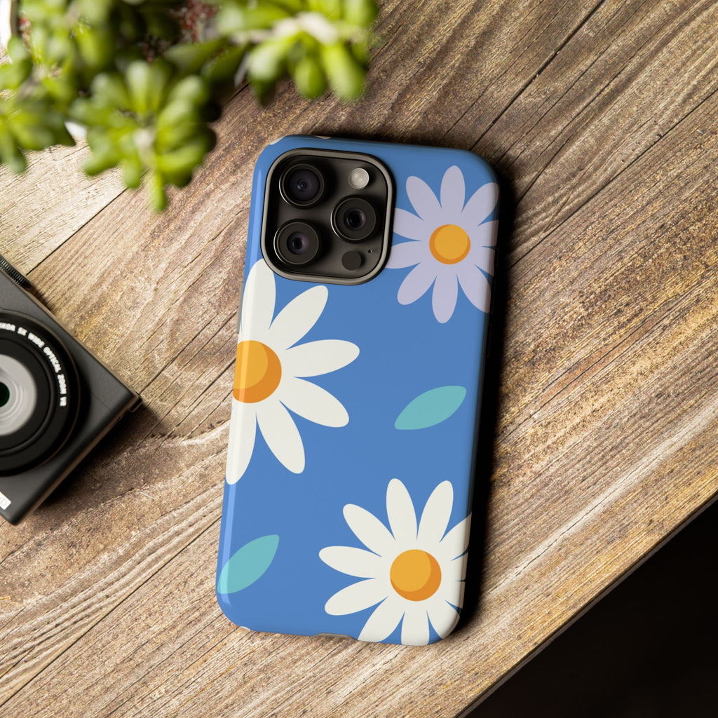 Blue Daisy Tough Phone Case – Retro Floral Design
