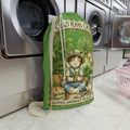 Crazy Plant Cat Laundry Bag | Cat Gardener Illustration, Green Drawstring