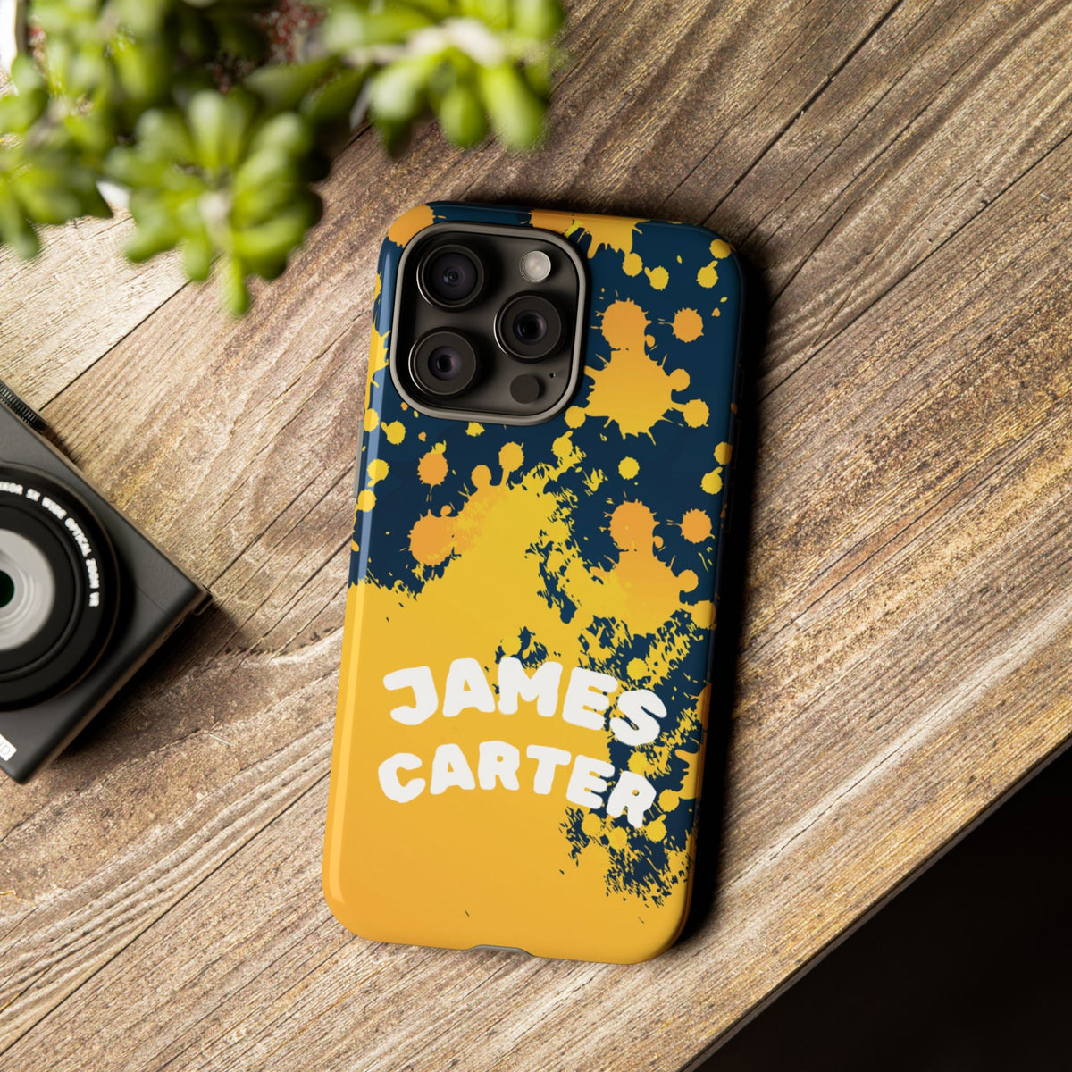 Personalized Paint Splatter Phone Case – Custom Name Tough Case