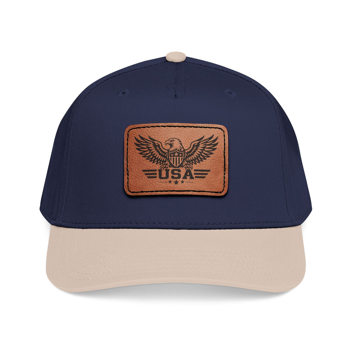 USA Eagle Leather Patch Mid Profile Baseball Cap – Patriotic American Hat