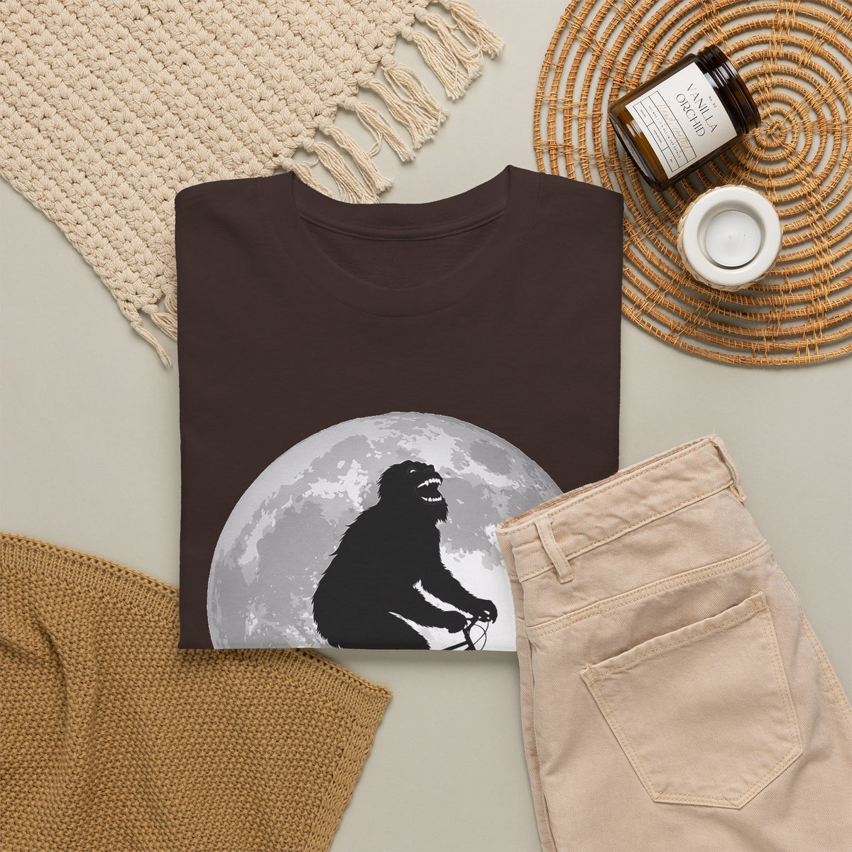 Bigfoot Bicycle T-Shirt – Moon & Nature Adventure Graphic Tee