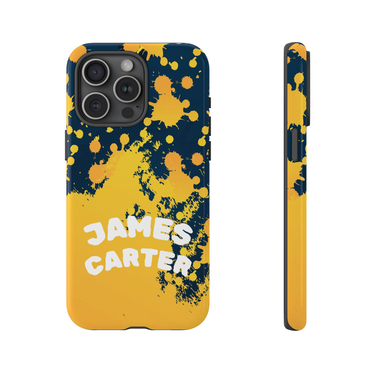 Personalized Paint Splatter Phone Case – Custom Name Tough Case