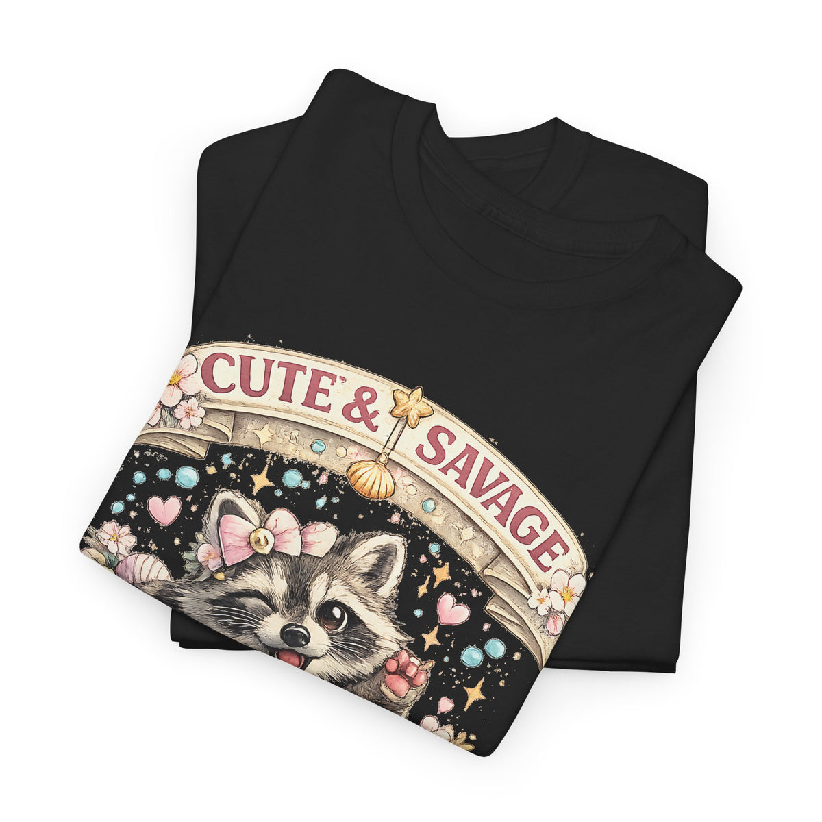 “Cute & Savage” T-Shirt – Funny Raccoon Hot Mess Express Graphic Tee