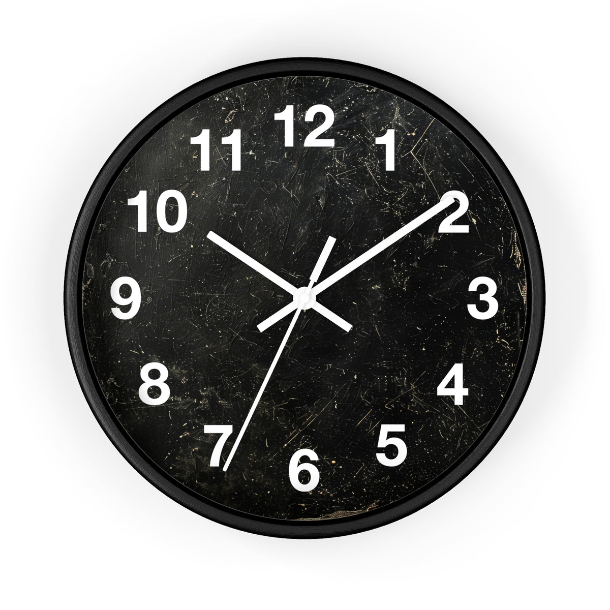 Distressed Black Marble Numbers Wall Clock | Modern Minimalist Timepiece