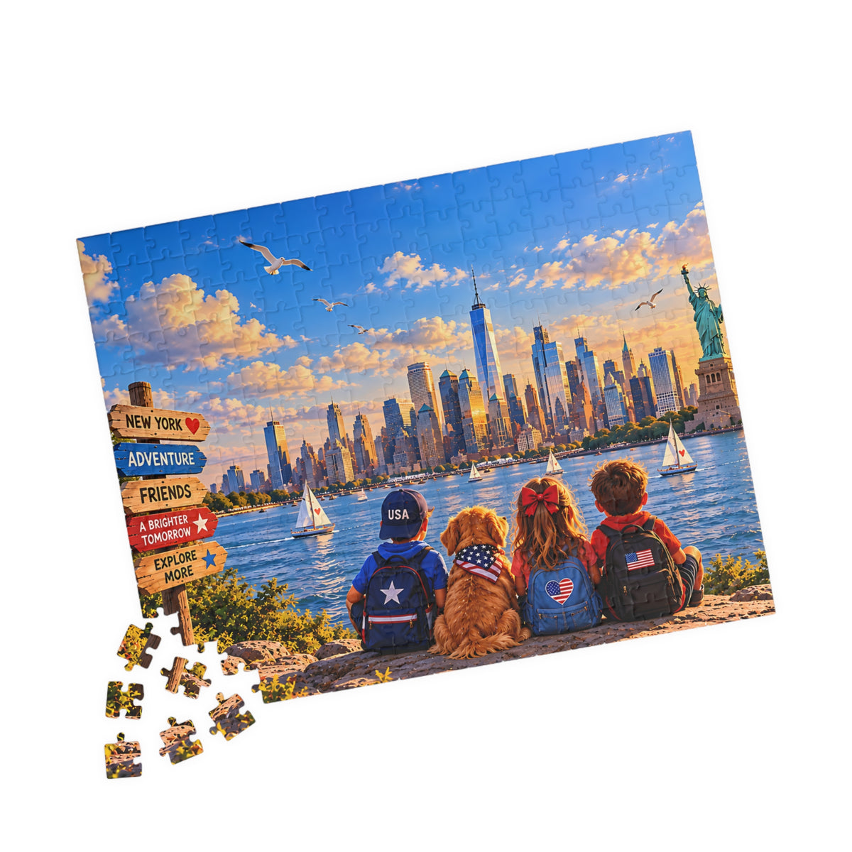 New York City USA Puzzle – Statue of Liberty Jigsaw Puzzle (110, 252, 520, 1014-piece)