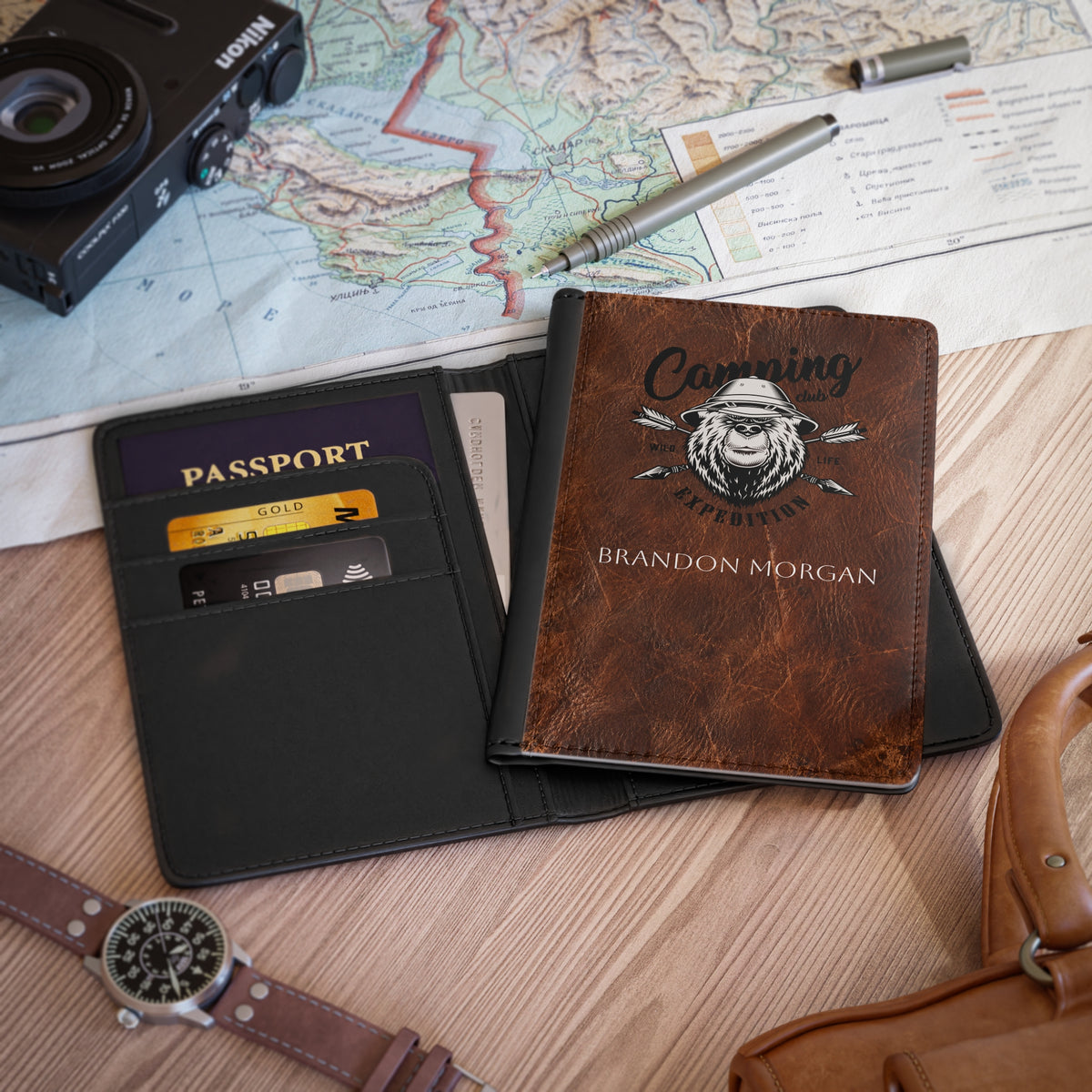 Personalized Camping Passport Cover – RFID Blocking Travel Passport Holder