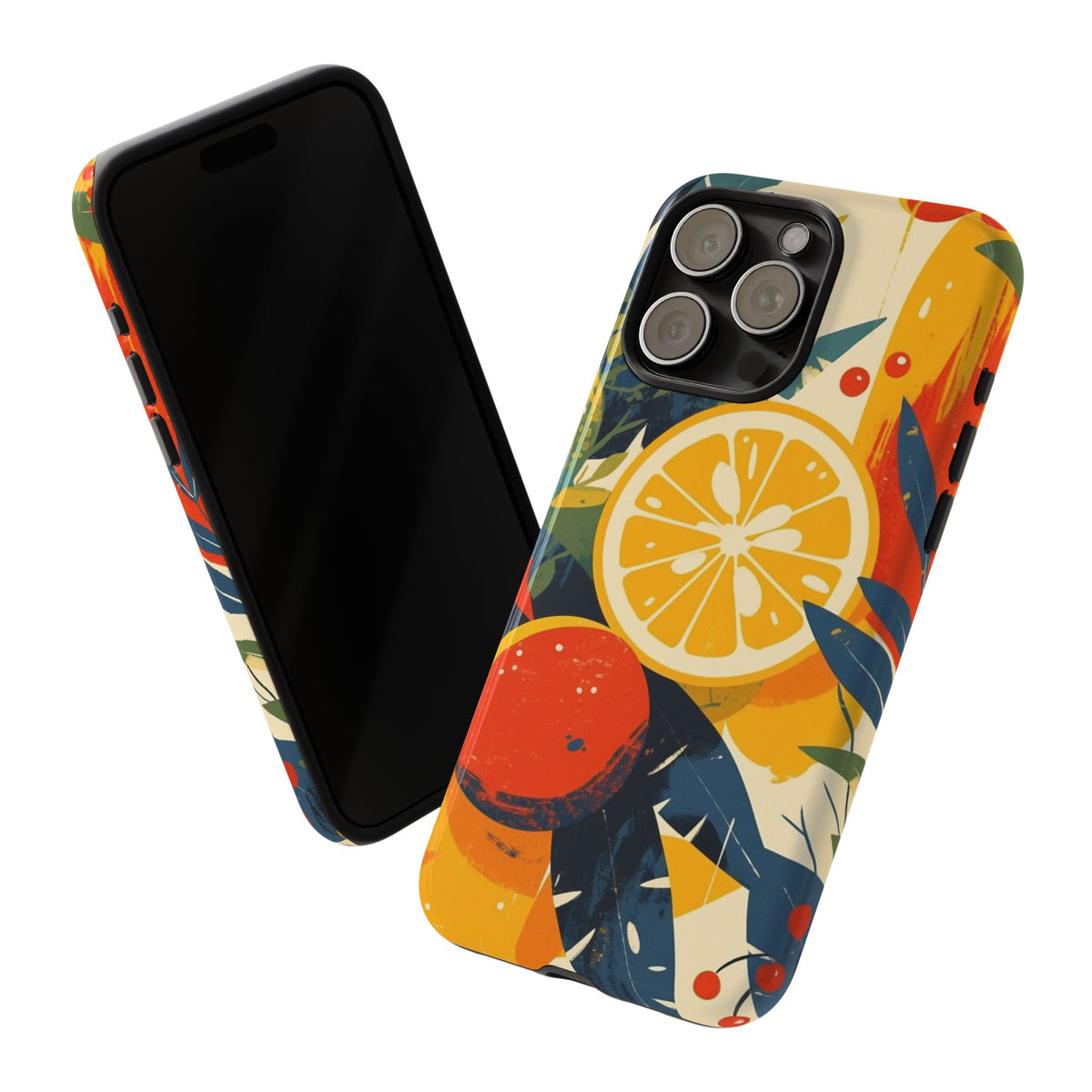 Retro Orange Citrus Phone Case – Colorful Botanical Tough Case