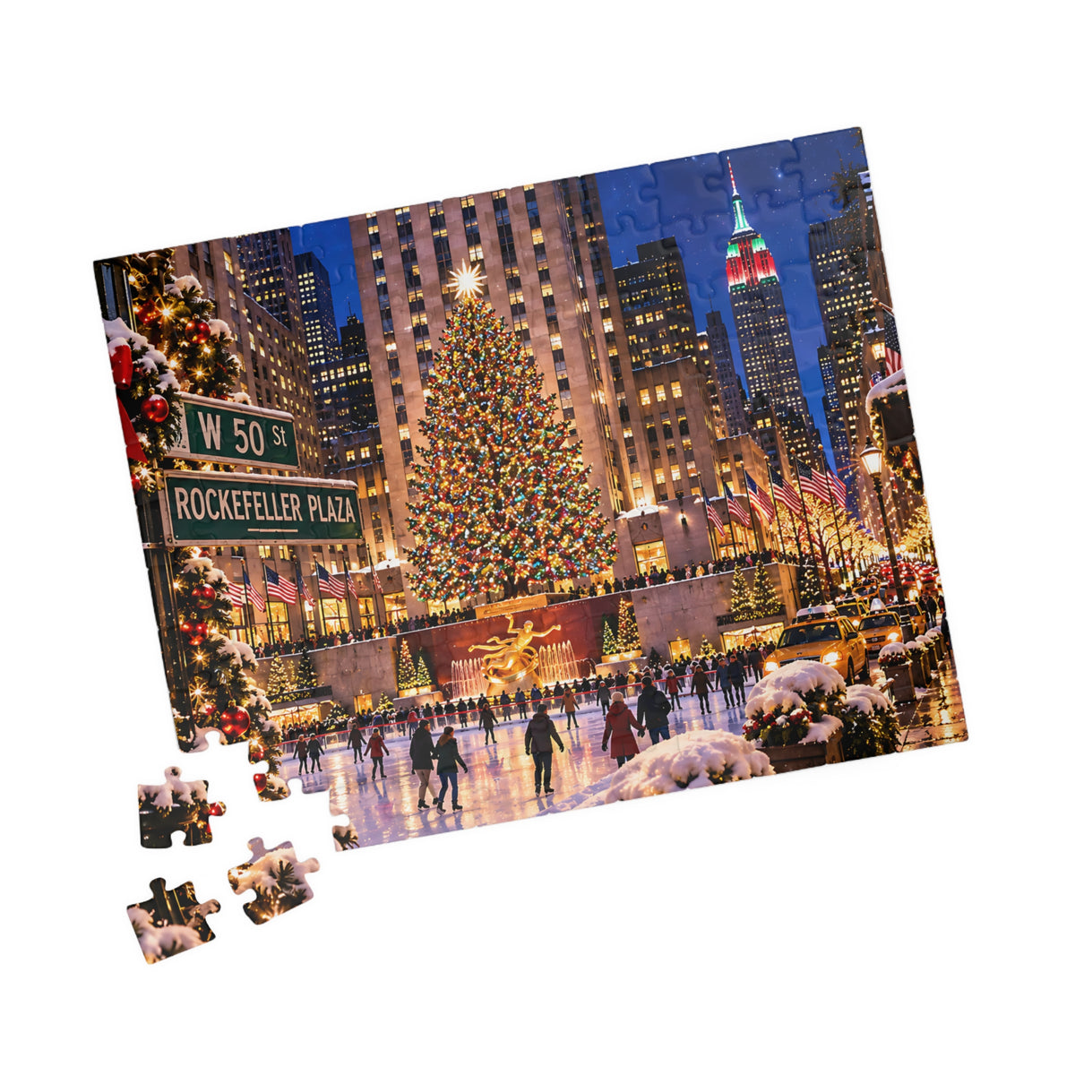 New York Christmas Puzzle – Rockefeller Center Jigsaw Puzzle (110, 252, 520, 1014-piece)