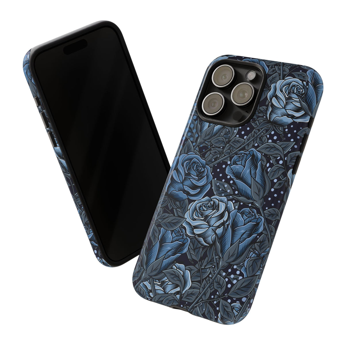 Dark Blue Rose Phone Case – Gothic Floral Tough Case