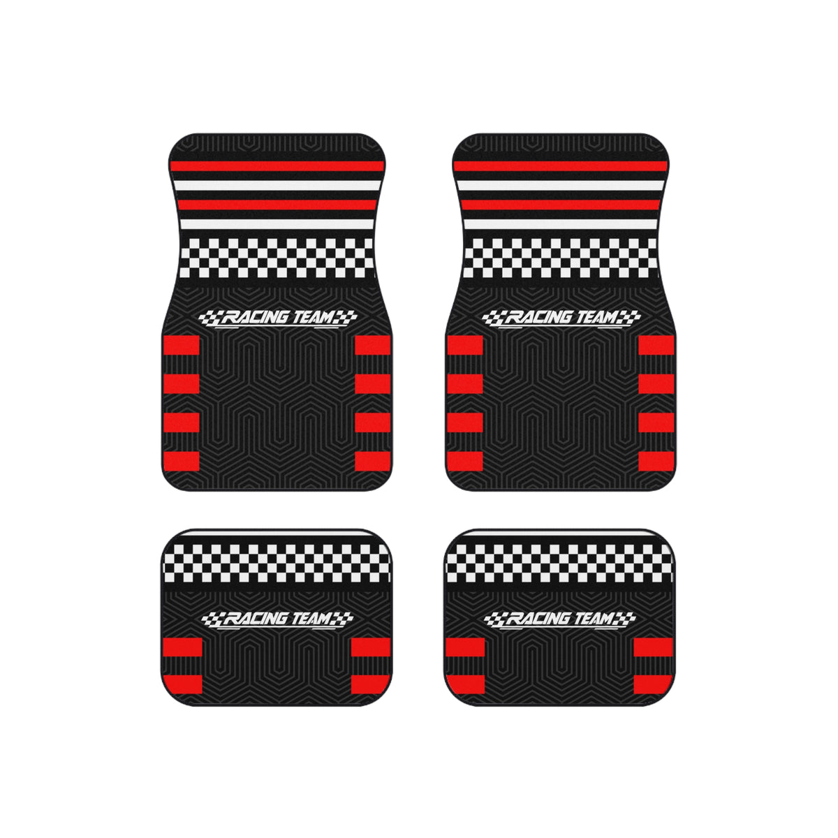 Black & Red Racing Car Floor Mats – 4-Piece Set