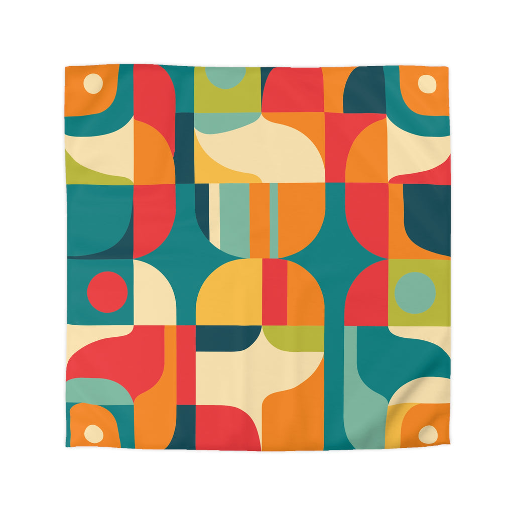 Mid Century Modern Geometric Duvet Cover  Retro Abstract Microfiber Bedding