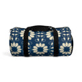 Retro Floral Duffel Bag – Navy Blue & Cream Flower Design