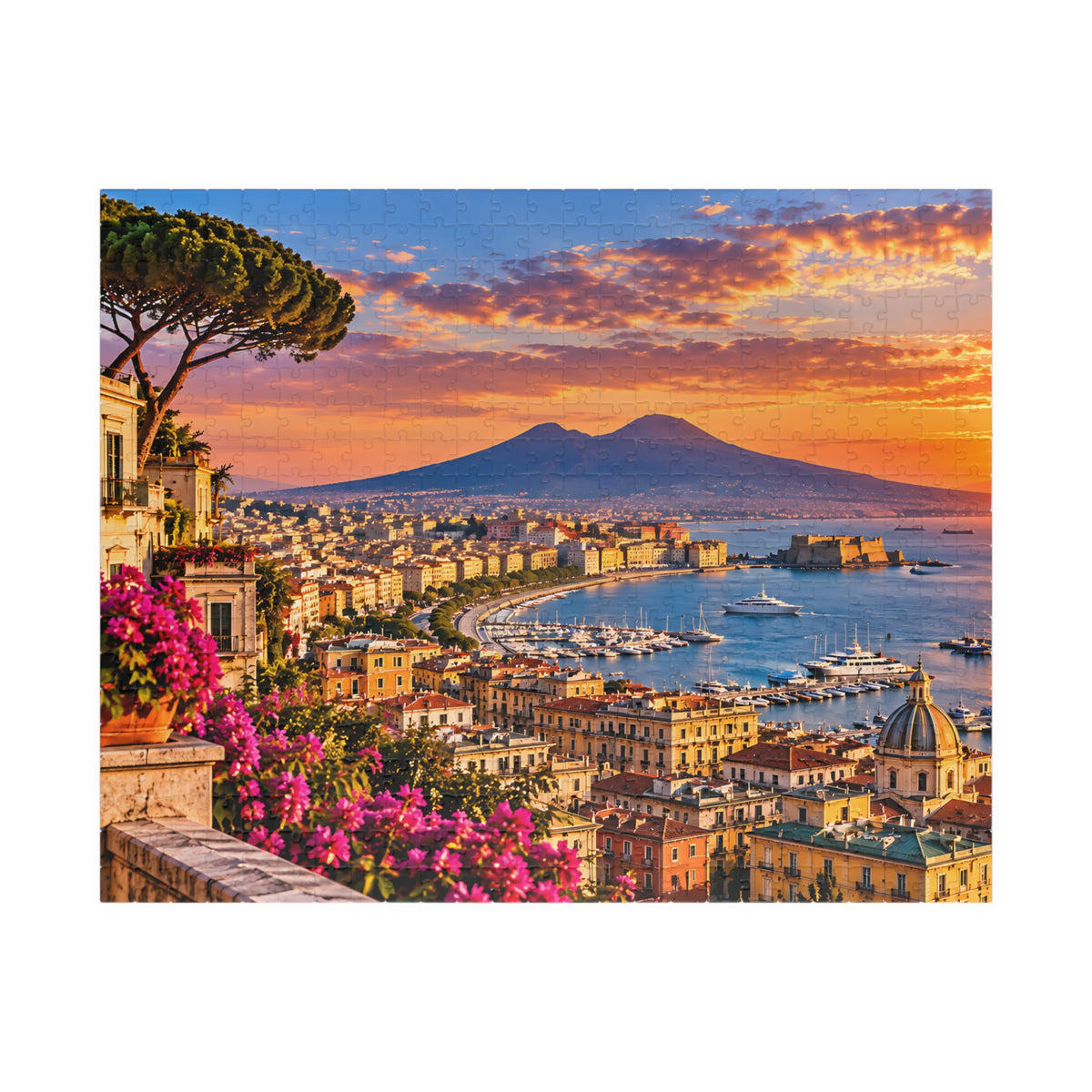 Naples Italy Puzzle – Mount Vesuvius Jigsaw Puzzle  — (110, 252, 520, 1014-piece)
