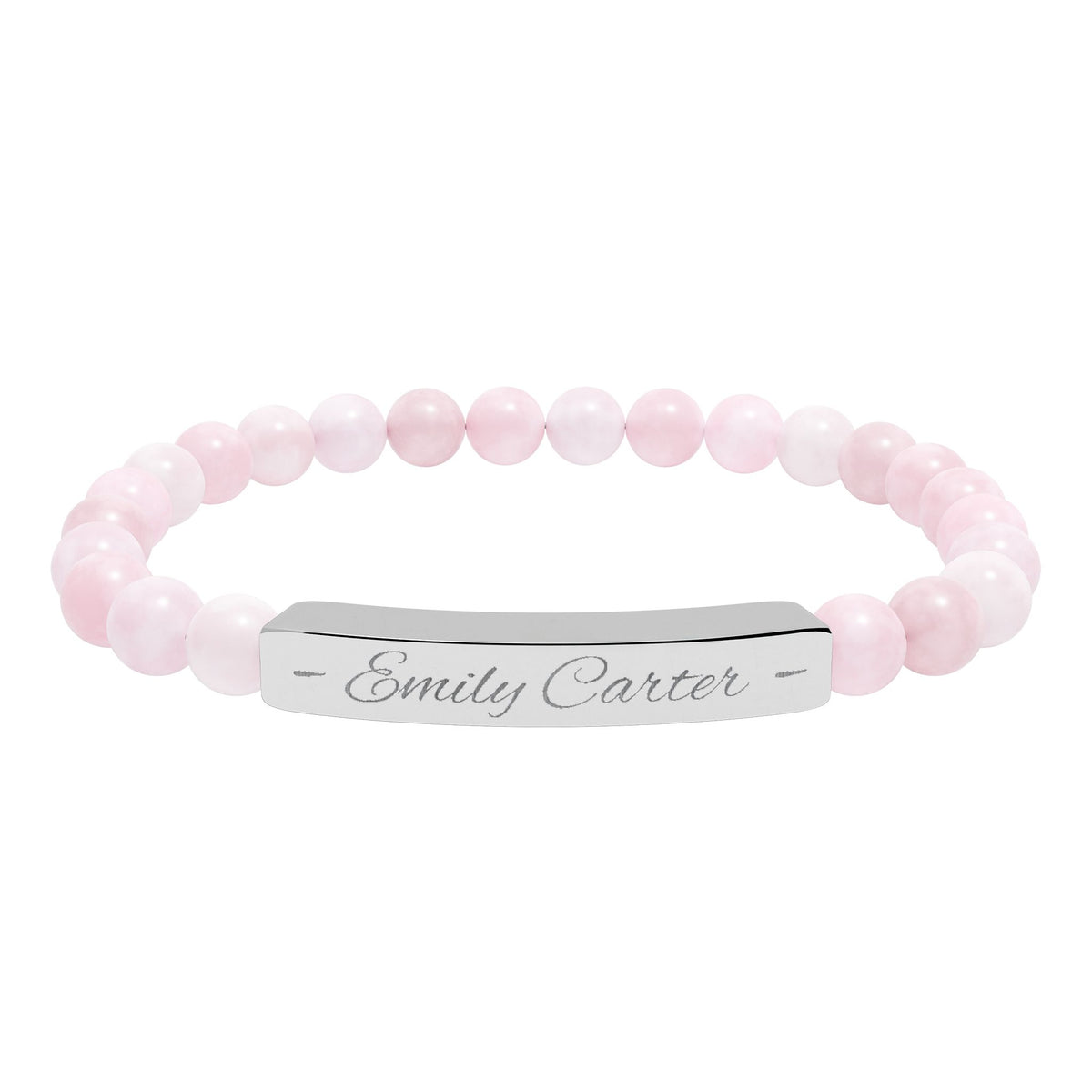 Personalized Natural Stone Bracelet – Custom Name Engraving