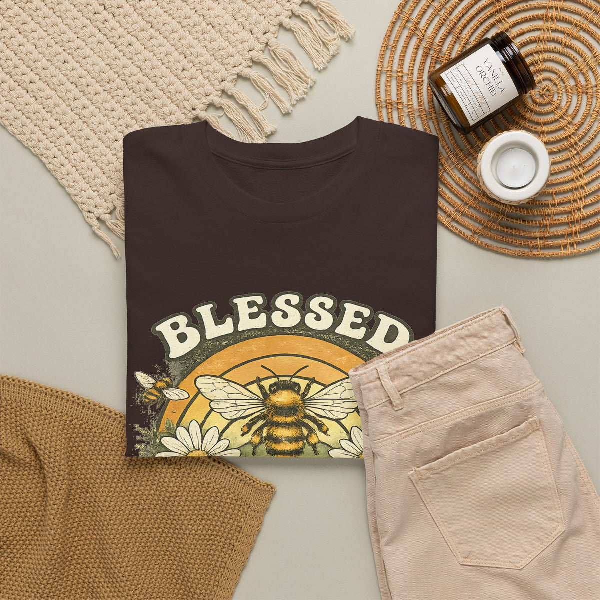 Blessed Bee T-Shirt – Christian Faith & Floral Bee Graphic Tee