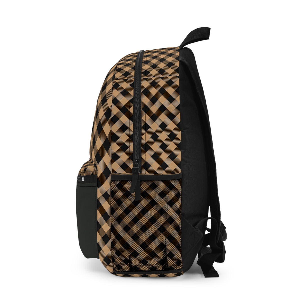 Black & Tan Plaid Backpack – Classic Checkered Graphic Backpack