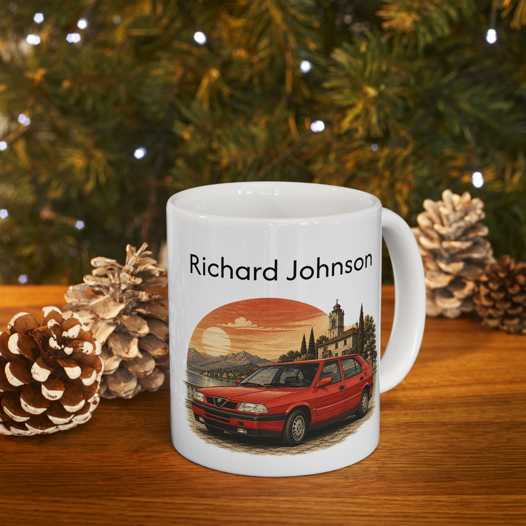 Personalized Name Classic Red Sports Car Mug – Vintage Italian Car Gift
