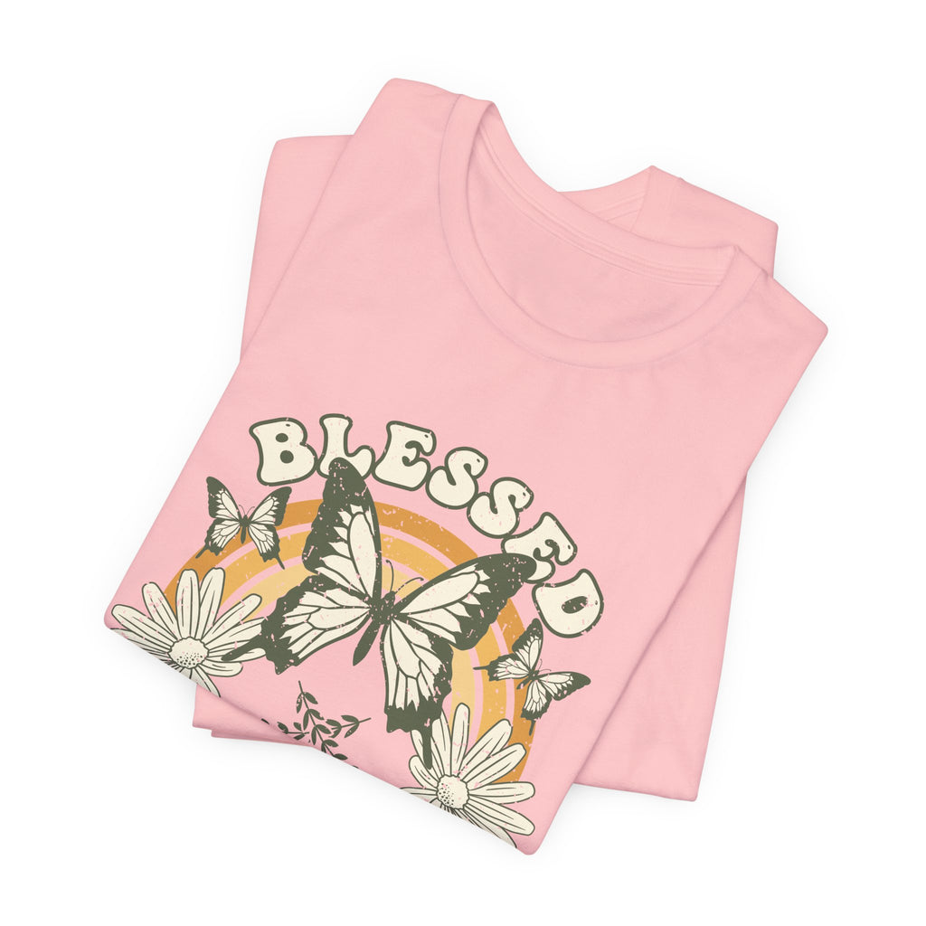 Blessed T Shirt Butterfly Floral Tee, Faith Inspirational Shirt, Boho Christian Graphic Tee