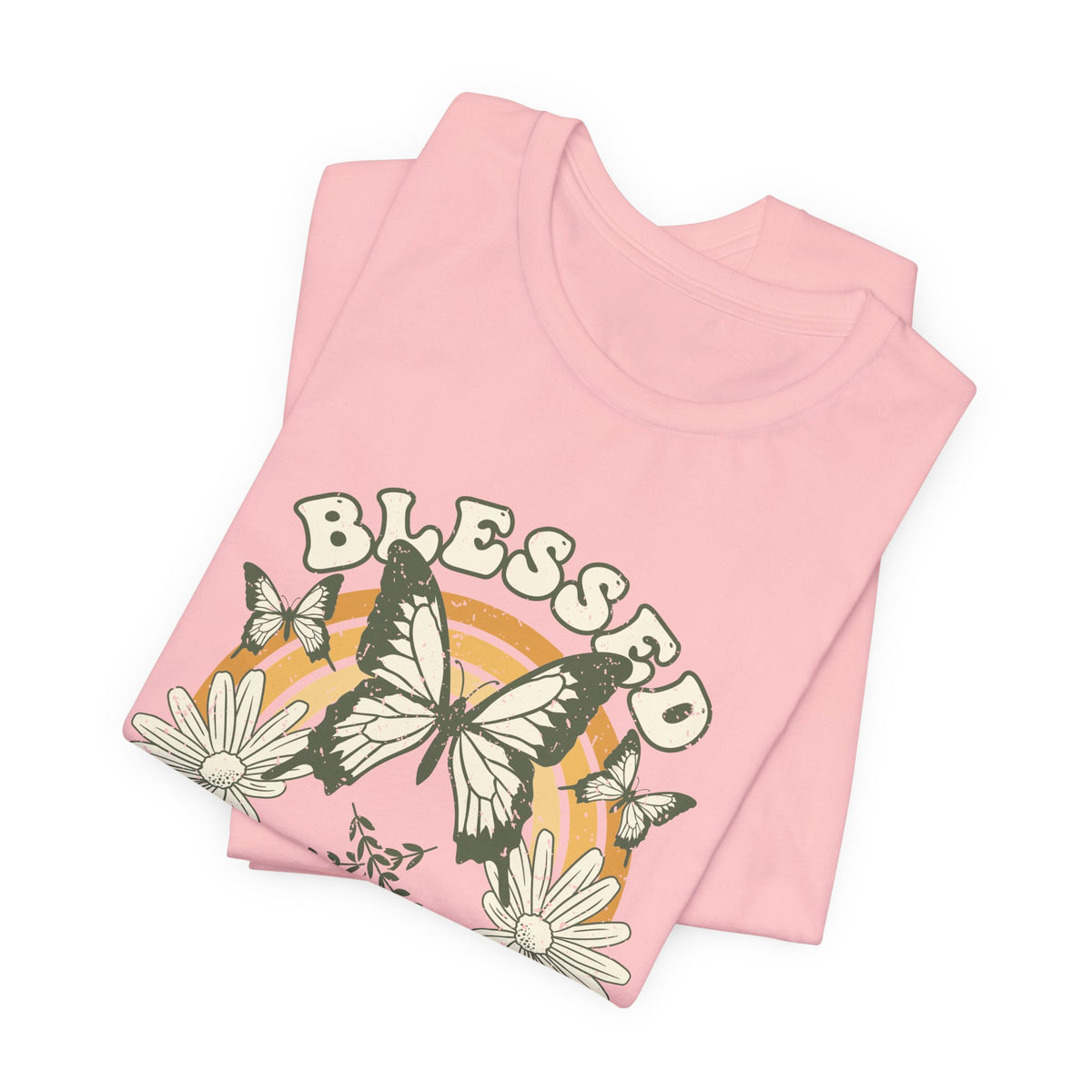 Blessed T Shirt Butterfly Floral Tee, Faith Inspirational Shirt, Boho Christian Graphic Tee
