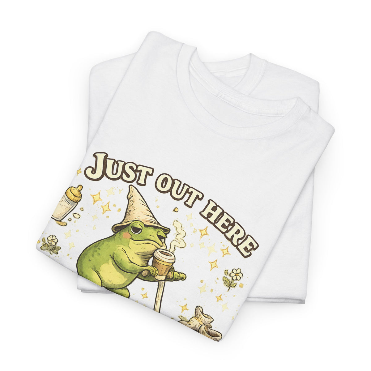 “Running on Caffeine & Mommin’” T-Shirt – Funny Mom Coffee & Frog Graphic Tee