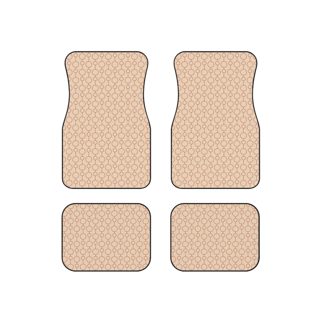 Beige Geometric Car Floor Mats – Minimal 4-Piece Set