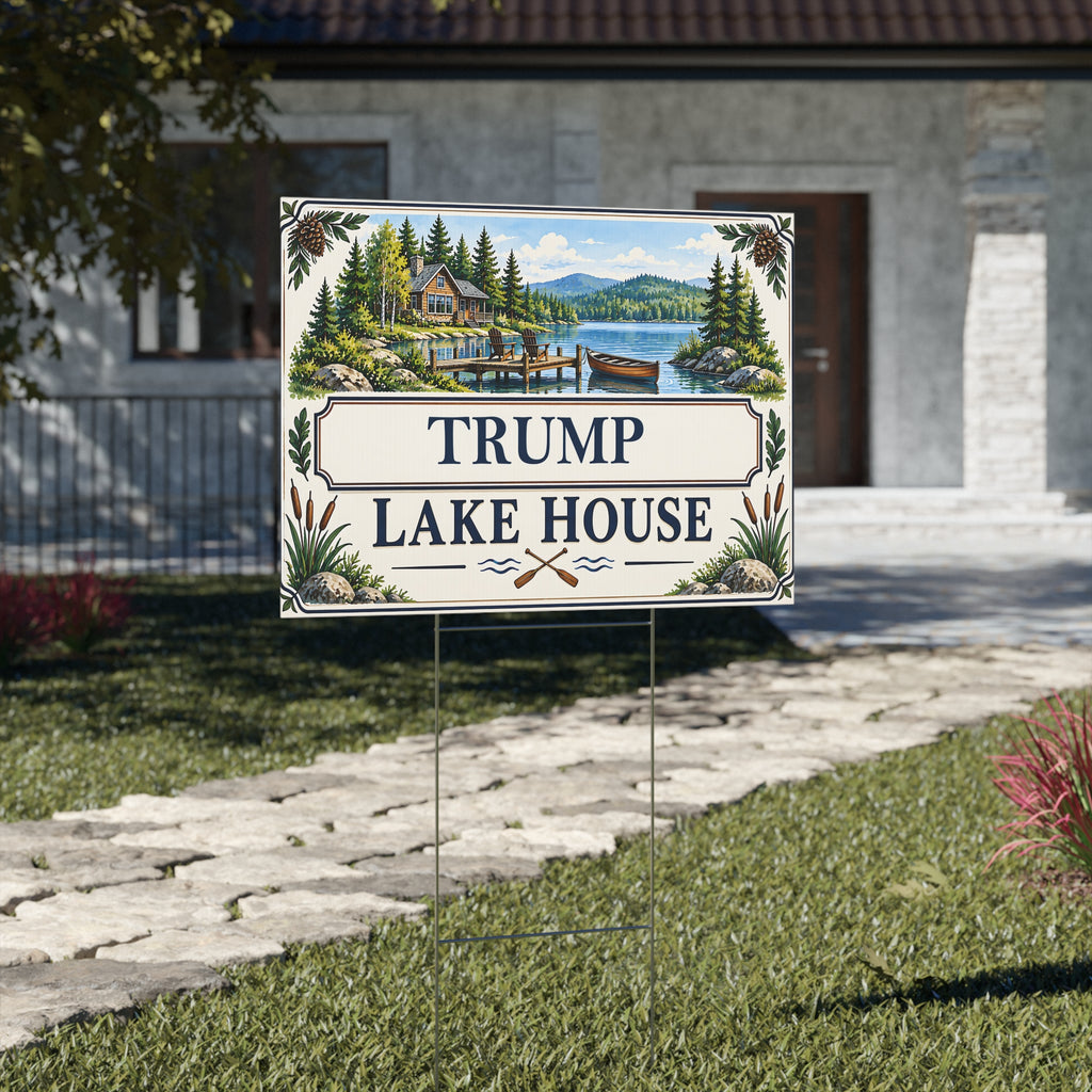 Personalized Lake House Double-Sided Yard Sign – Custom Name Sign YL2