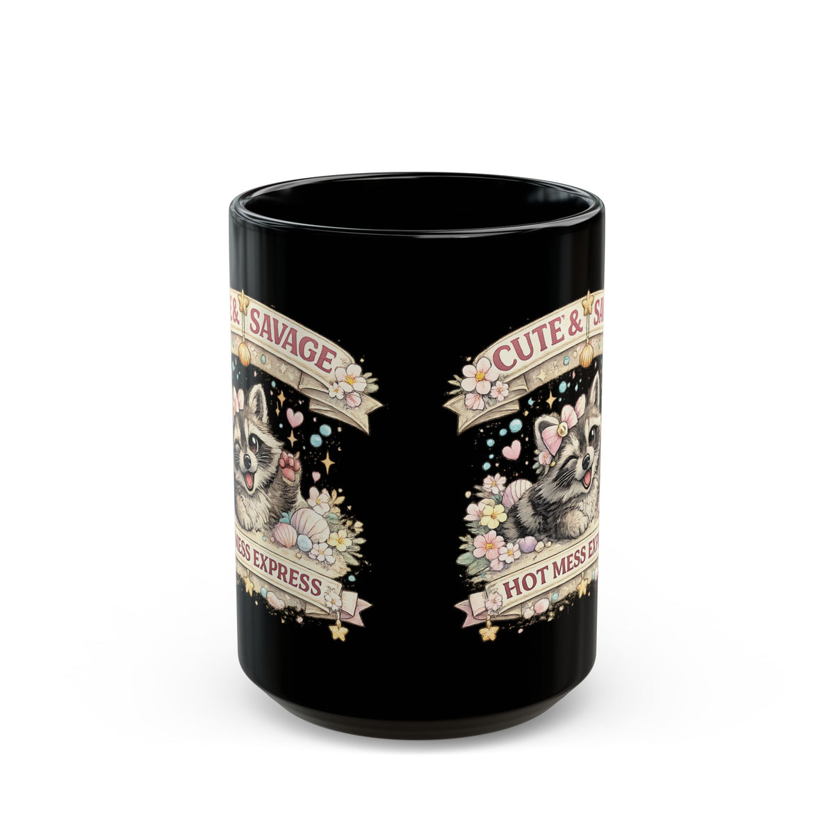 Cute and Savage Hot Mess Express Mug Funny Raccoon Coffee Cup Gift for Her