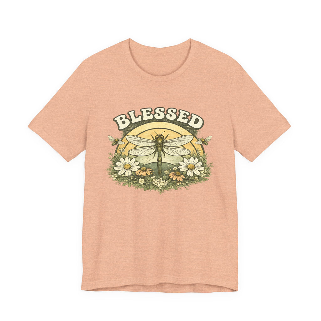 Blessed Dragonfly Shirt Floral Nature T Shirt Boho Faith Tee Vintage Botanical Graphic